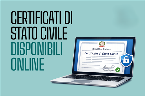 Certificati di stato civile disponibili on line sul portale ANPR.